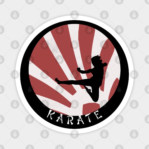 Female Karate Fighter Circle Magnet by Miozoto_Design